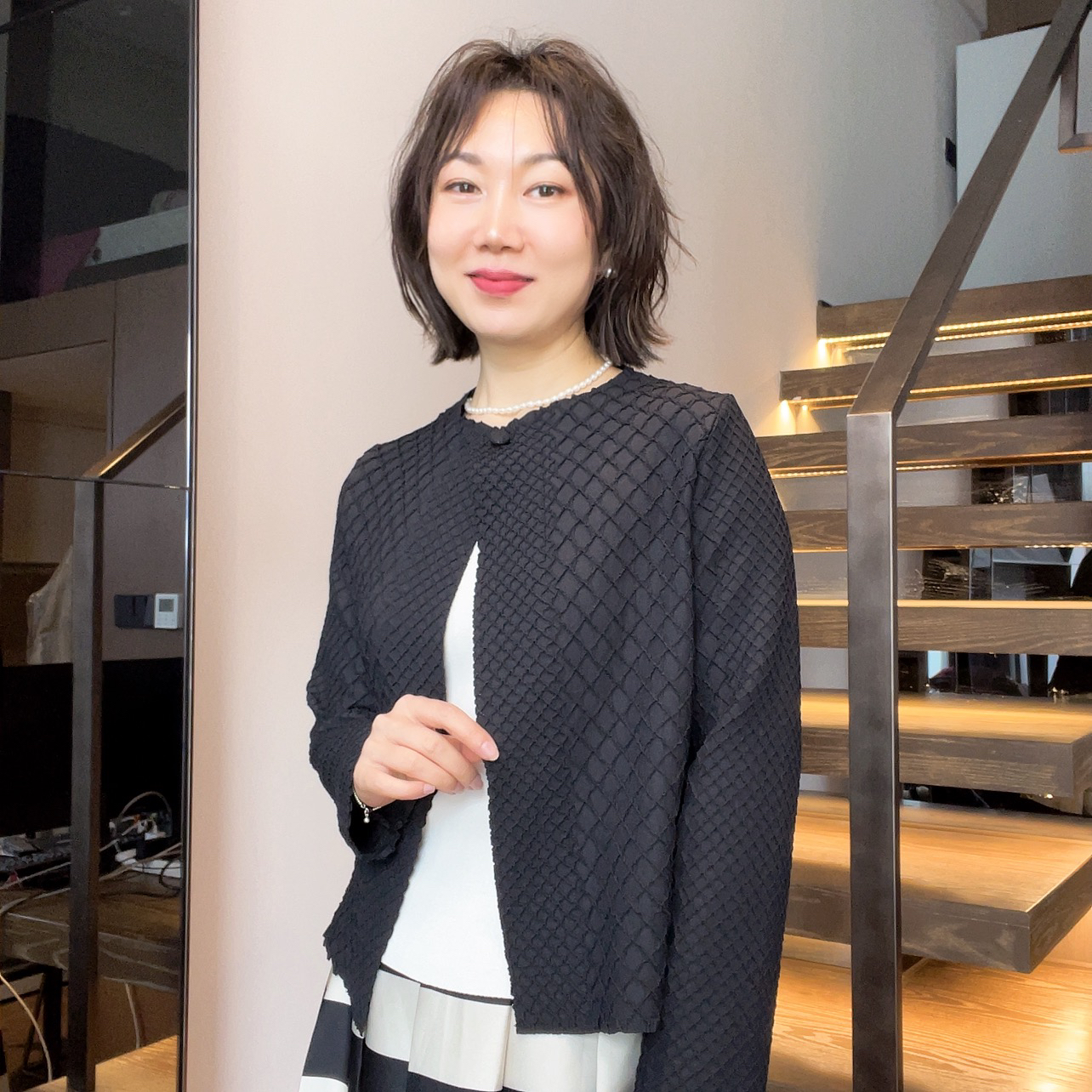 菱形格短款长袖开衫简约时尚百搭外套女春秋新款