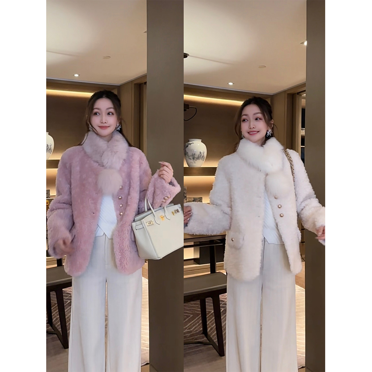 W·HAHA【毛绒绒围脖】狐狸毛獭兔围脖10822