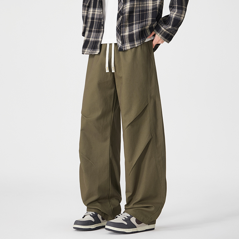 美式直筒裤男士秋季2025新款男裤宽松阔腿休闲工装裤男款微喇长裤