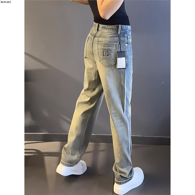 阔腿男装轻薄阔腿潮流牛仔裤高街牛仔裤新款秋冬轻薄轻奢大码男士