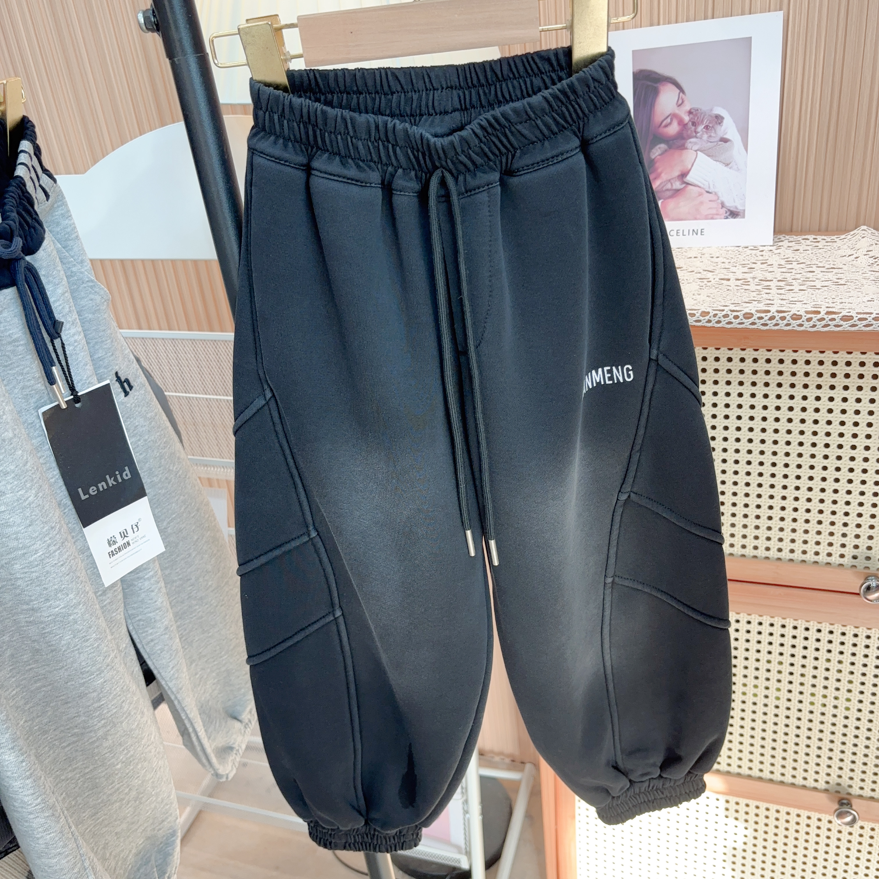 【加绒工艺针织】25秋冬中大童男女童宽松弯刀运动裤LenKid-2571