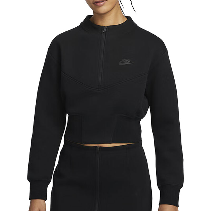 NIKE耐克女子AS W NSW TCH FLC CROP QZ针织无帽卫衣HJ1032-010