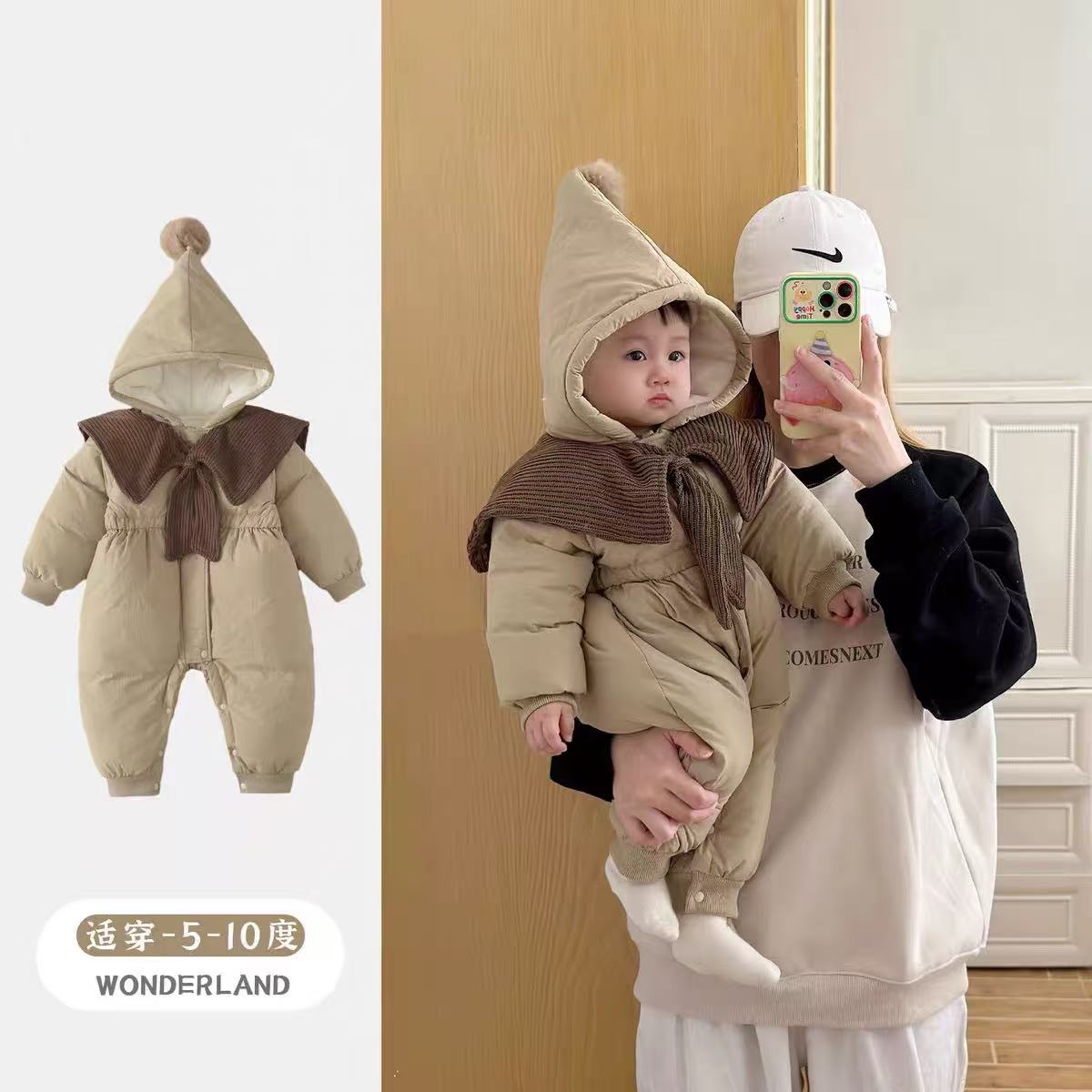 婴儿衣服冬季棉服保暖宝宝连体衣冬装超萌棉衣幼儿冬款夹棉外出服