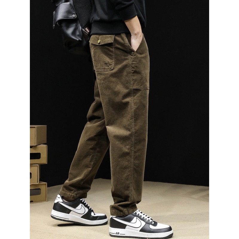 LEIGHZ/雷茨灯芯绒休闲裤男冬季加绒秋冬款男士裤子宽松大码男裤