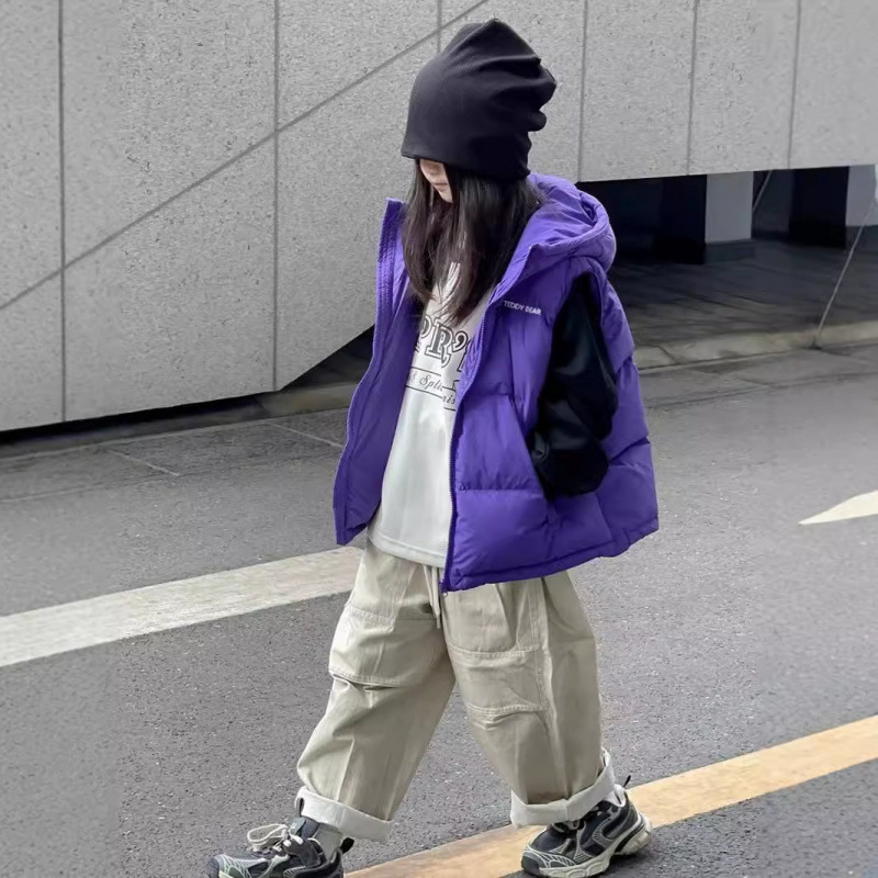 巴拉巴拉男孩女孩新款儿童棉马甲男女童保暖连帽中大童加厚背适用