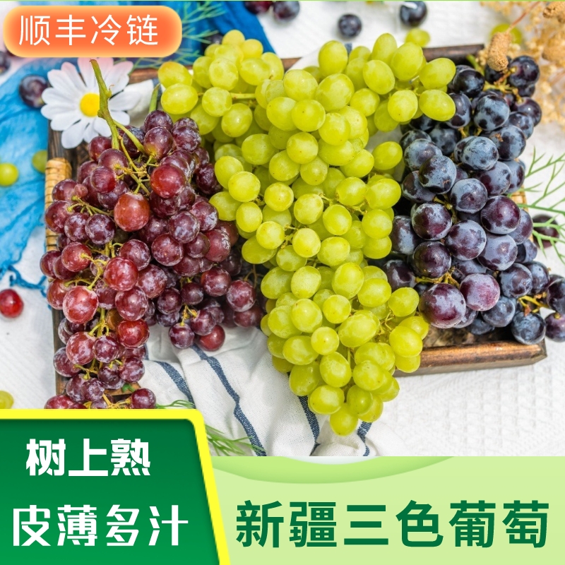 【顺丰冷链】新疆三色葡萄4斤好吃新鲜 西安仓发货