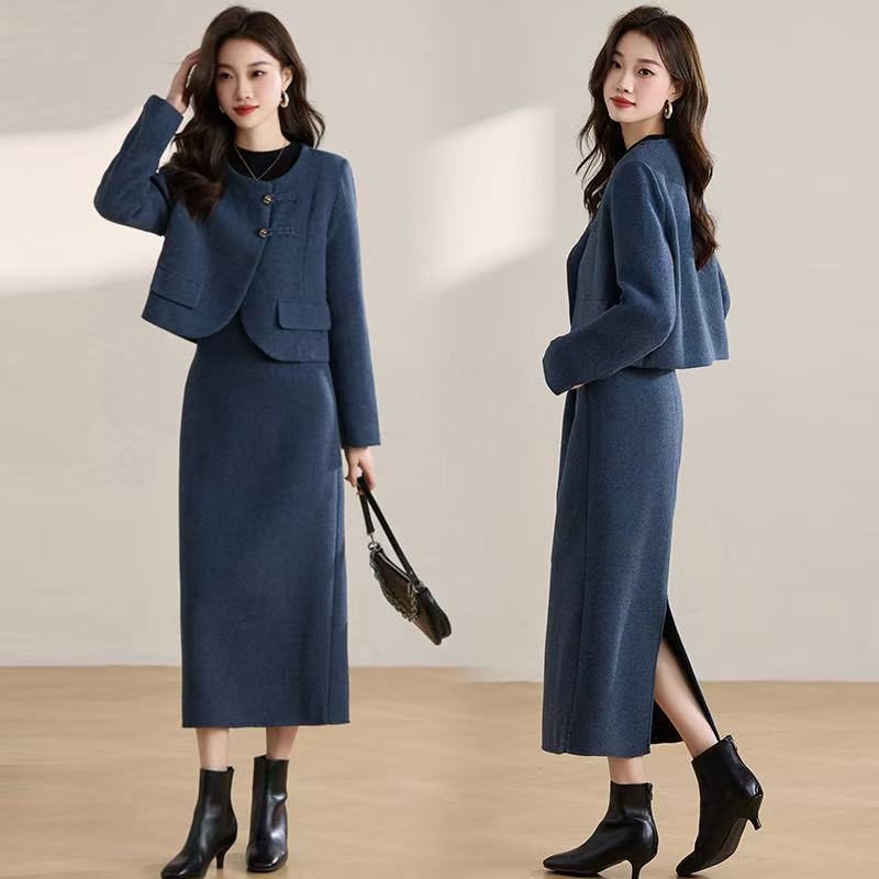 小香风羊毛呢套装裙女2025春秋新款高级感气质名媛风半身裙两件套