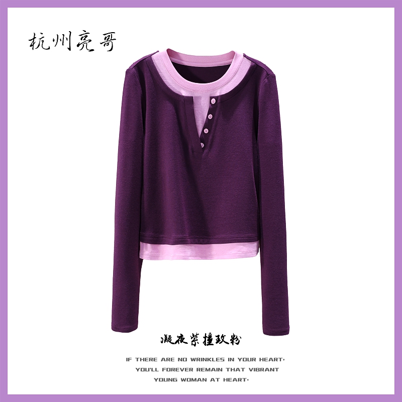 【亮哥欧货女装】冬季羊毛加厚《凝夜紫》高弹显瘦打底上衣26787-B5