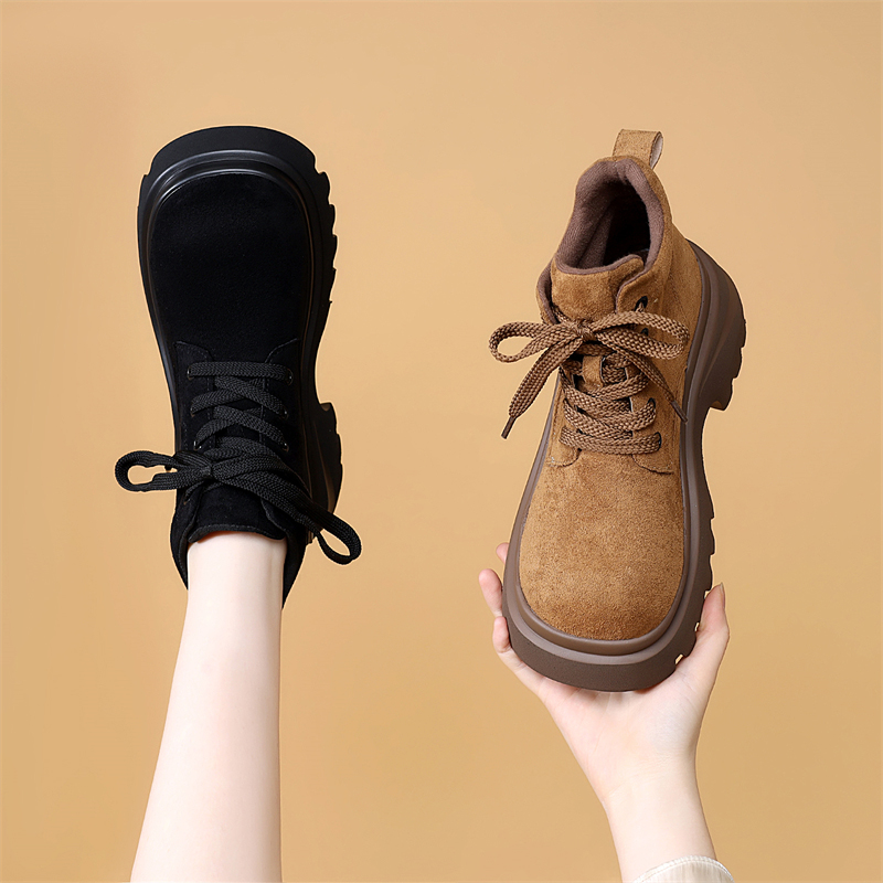 复古港风厚底马丁靴冬季女2025秋冬英伦风短靴时尚百搭系带单靴