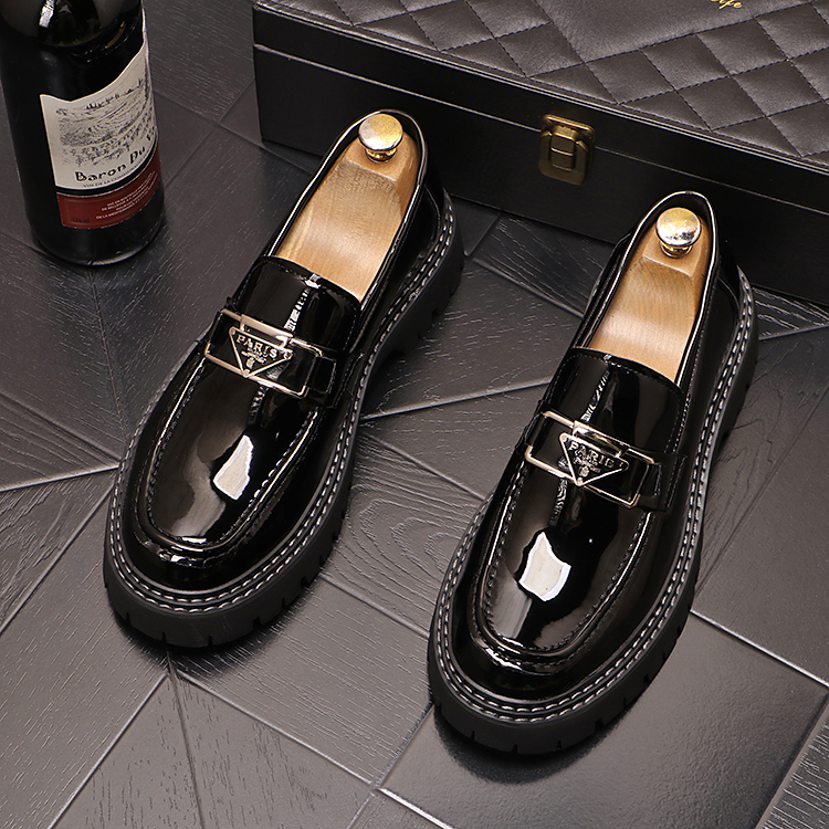 2025新款男士套脚一脚蹬懒人鞋厚底内休闲鞋韩男士一大头皮鞋