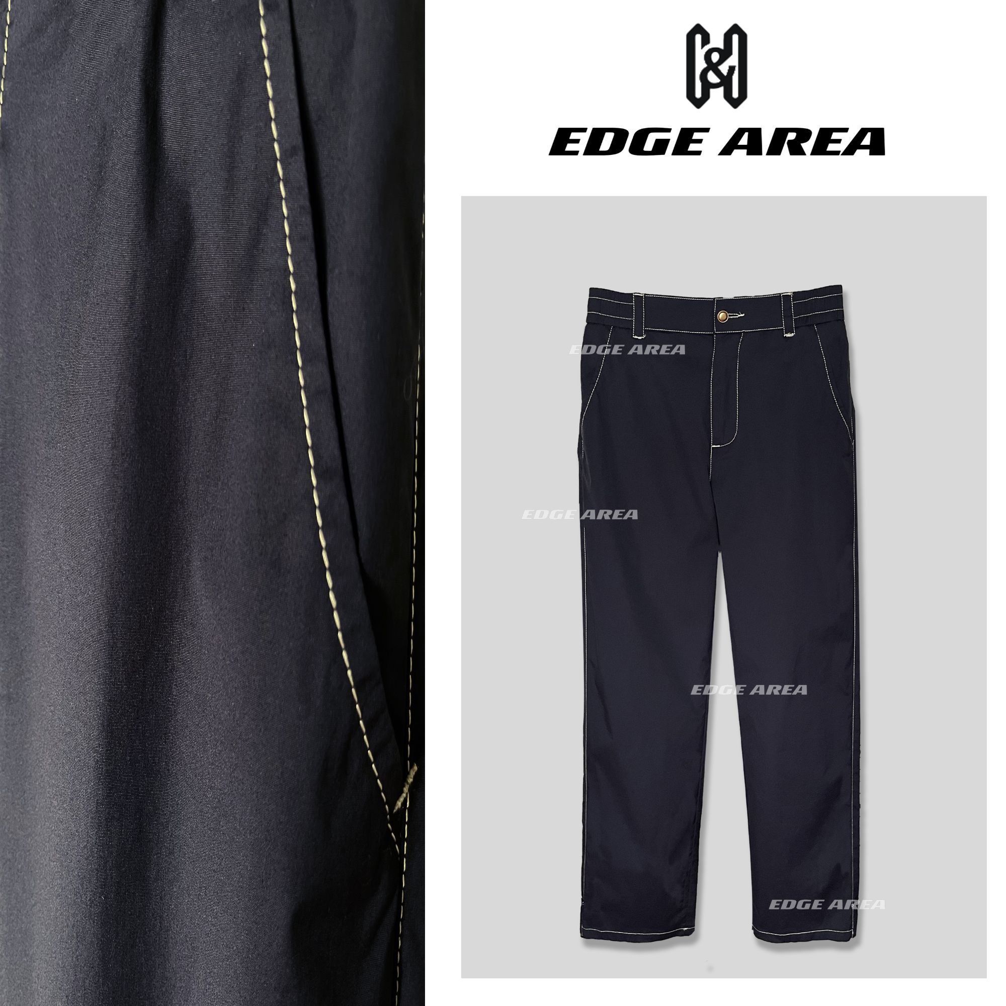 【EDGE AREA】高奢拉*达早秋新款明线设计重工车线直筒裤松紧腰712