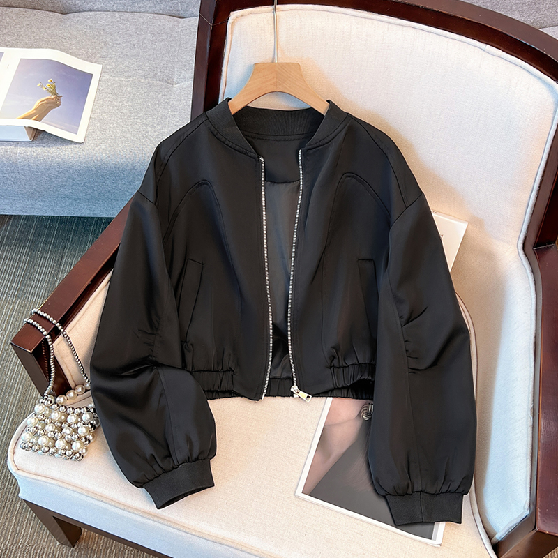 拉夏贝尔小个子百搭外套女春秋季2025新款短款棒球服时尚洋气上衣