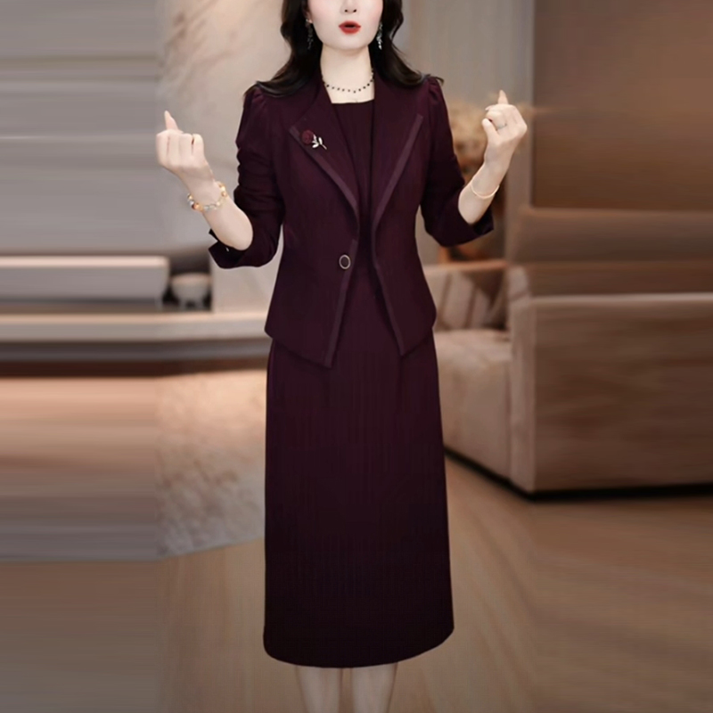 梭织精纺优雅名媛套装裙2025秋季新款时尚洋气显瘦两件套连衣裙子