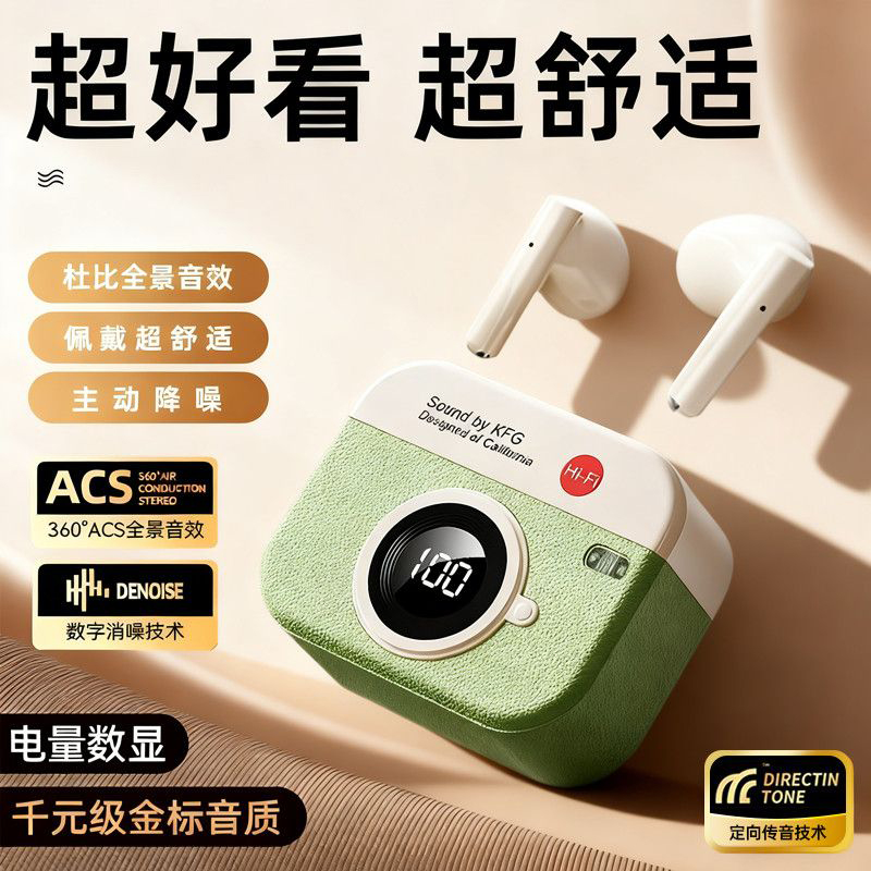 【复古耳机】2025新款复古照相机蓝牙耳机无线半入耳式超长续航耳机