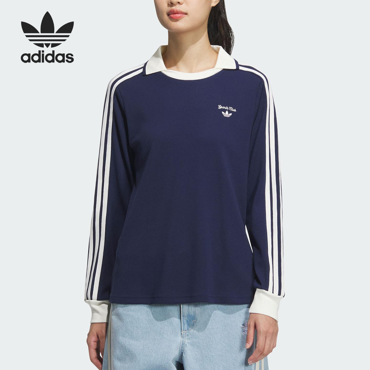 Adidas/阿迪达斯正品三叶草女士套头运动休闲POLO衫JM8012