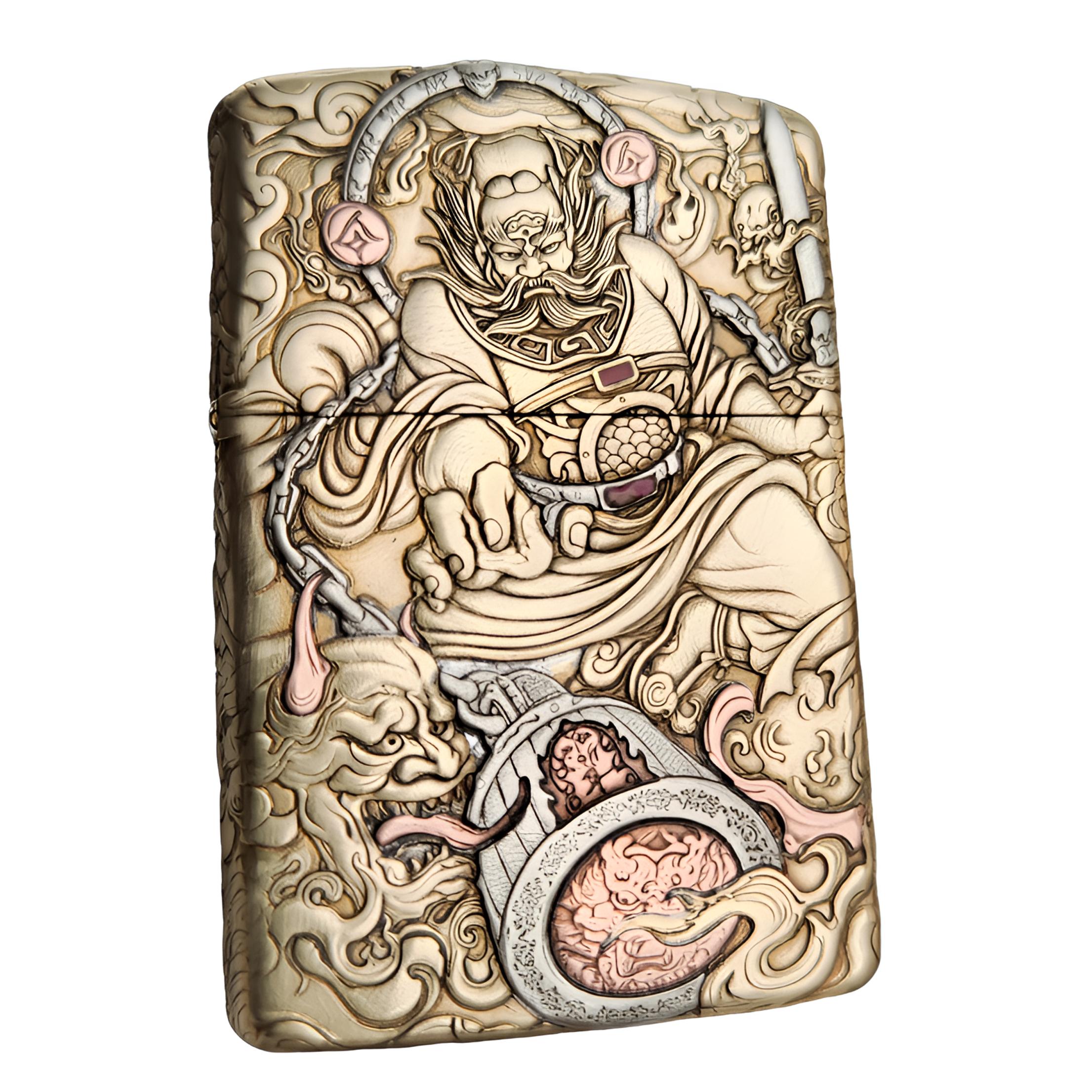 佐罗【五面伏魔帝君钟馗】二代盔甲机镶嵌防风煤油打火机简约款礼物