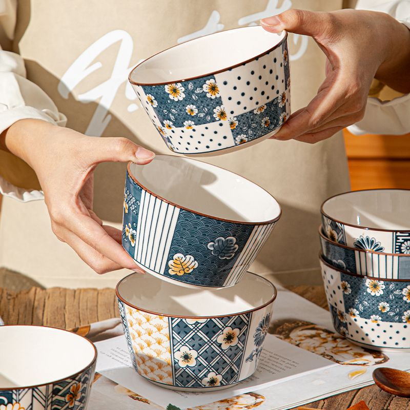 吃饭碗陶瓷直身碗高颜值4.5英寸饭碗沙拉水果碗餐具碗喝汤碗日式