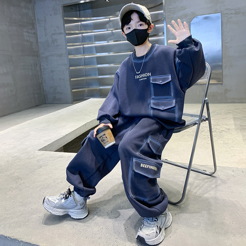 儿童装男童秋装卫衣套装2025新款春秋款大童运动帅气秋季男孩时髦