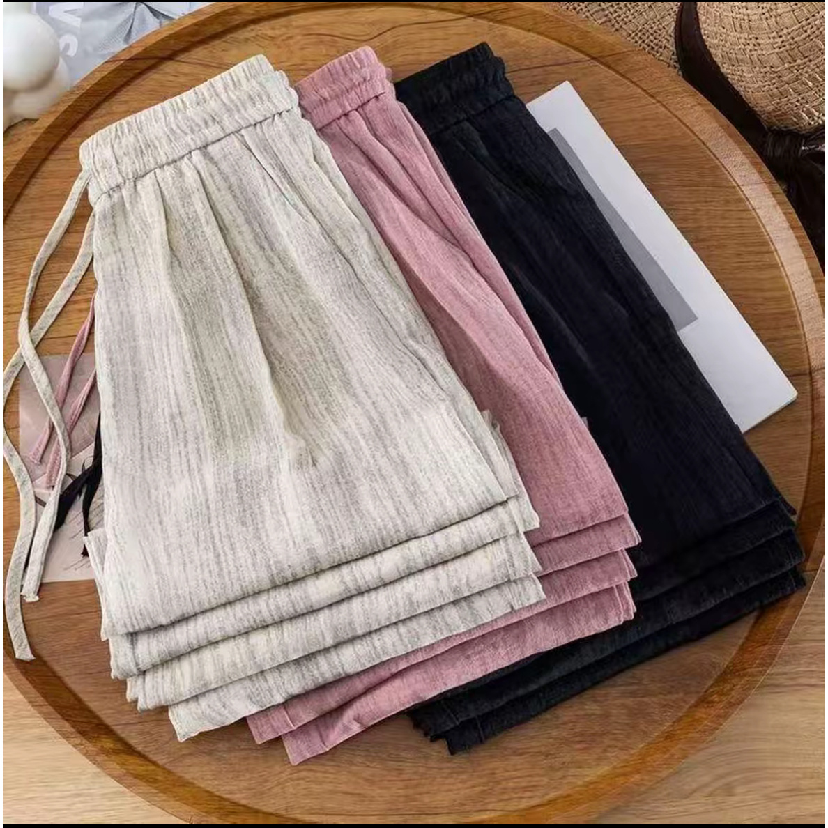 【运补8】冰丝阔腿裤女夏季新款高腰抽绳肌理感慵懒美式休闲拖地裤