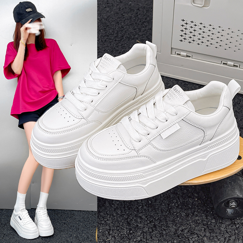 啄fashion增高显脚小7厘米厚底加绒小白鞋轻便板鞋网红法式复古风