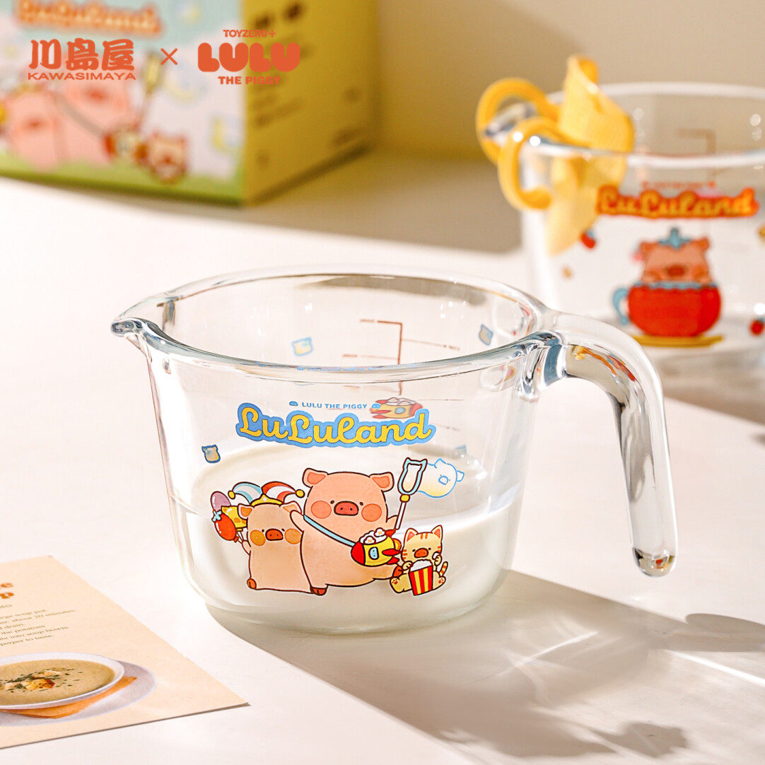 川岛屋&lulu猪联名 玻璃量杯厨房用食品级带刻度有手柄烘焙打蛋杯