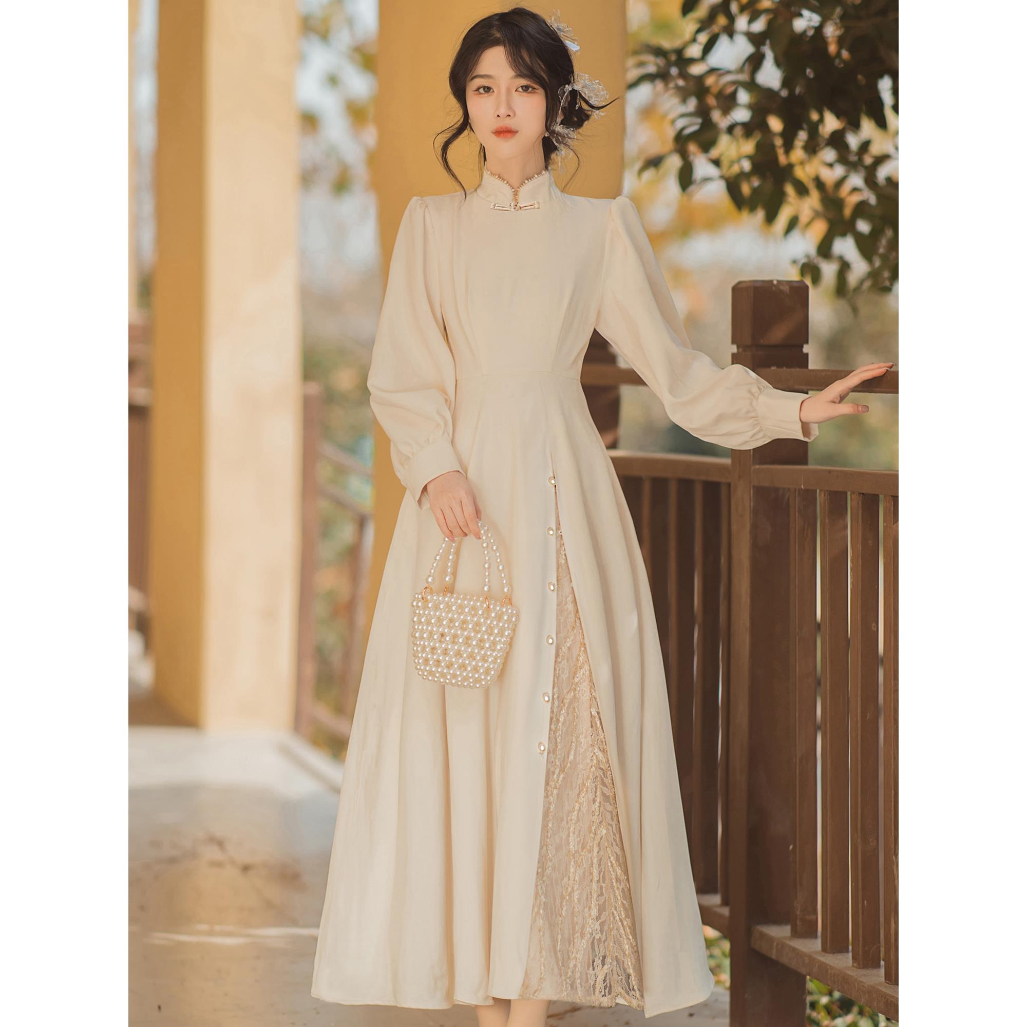 温柔大方奢高级裙子女秋冬2025年新款茶歇法式漂亮独特精致连衣裙