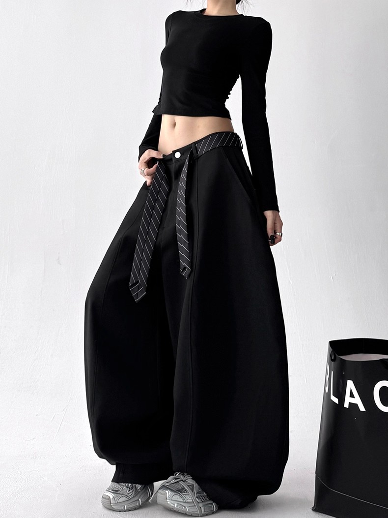 Y-C原创设计高级感西装裤女秋冬新款装高个子百搭直筒阔腿休闲裤