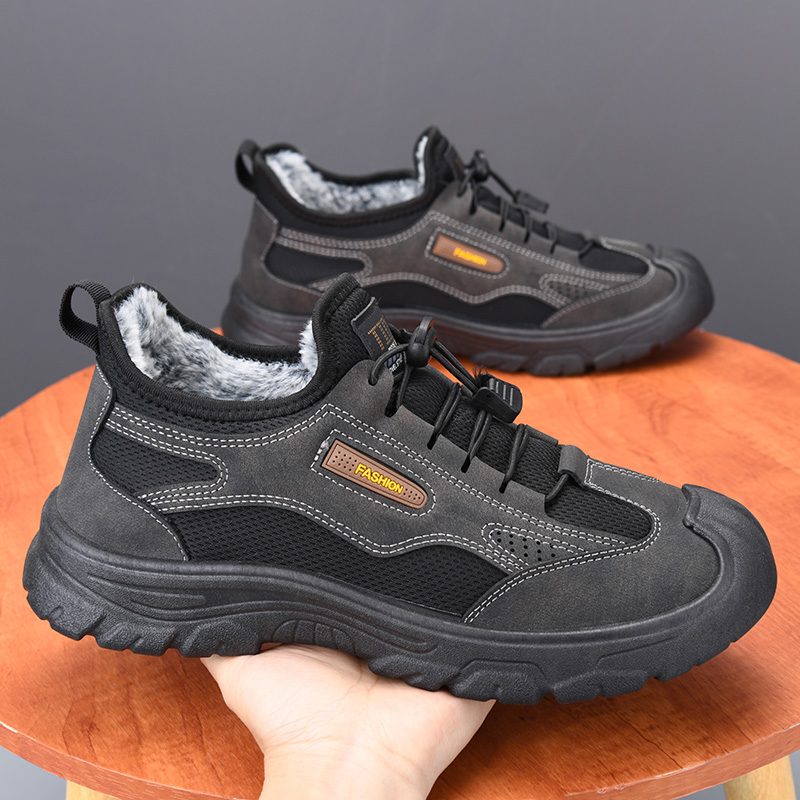 2025新款冬季冬季防滑保暖老爸棉鞋加绒加厚健步鞋一脚蹬软底棉鞋