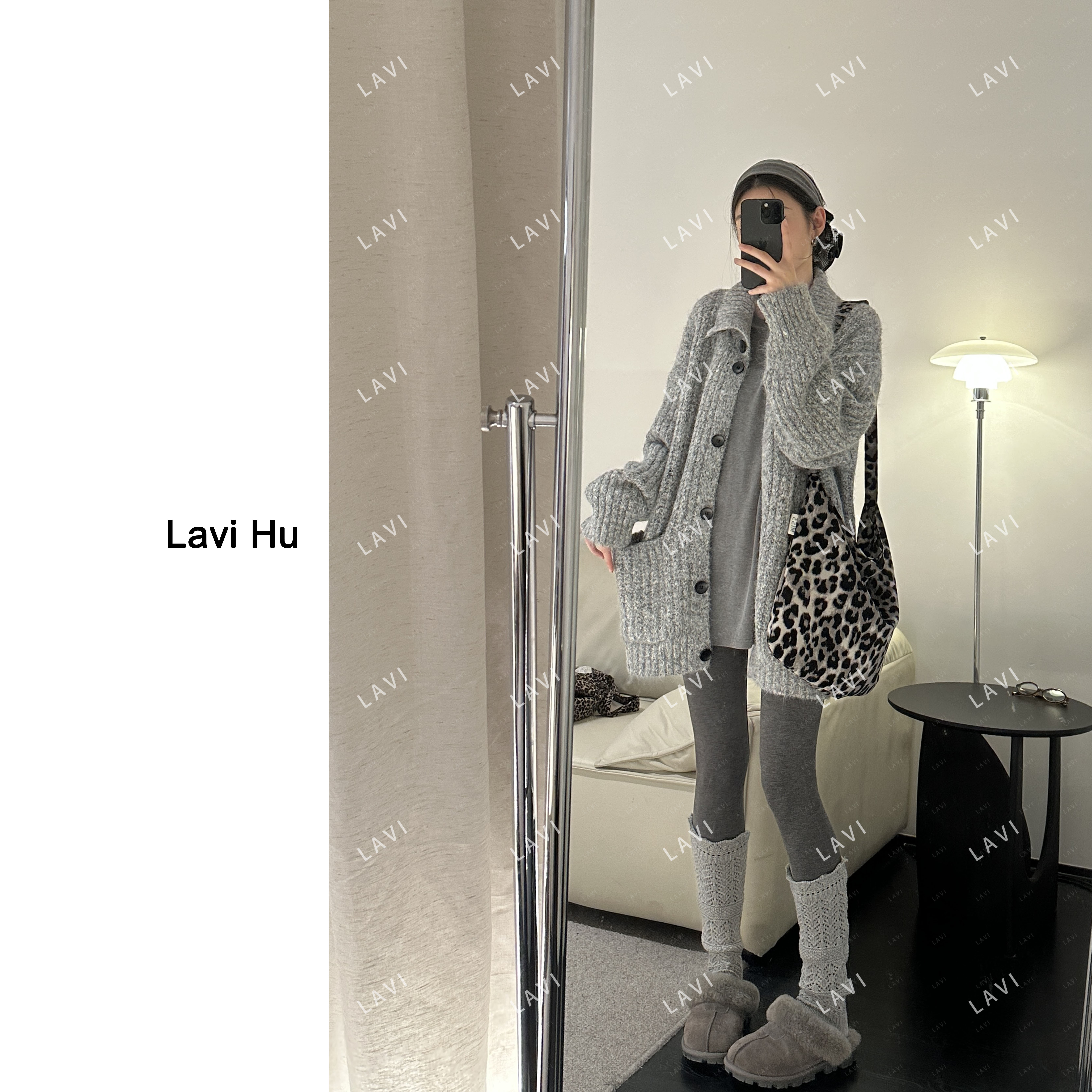 LAVI HU【自由古巴】立领针织休闲厚款秋季半开领时尚毛针织衫0777