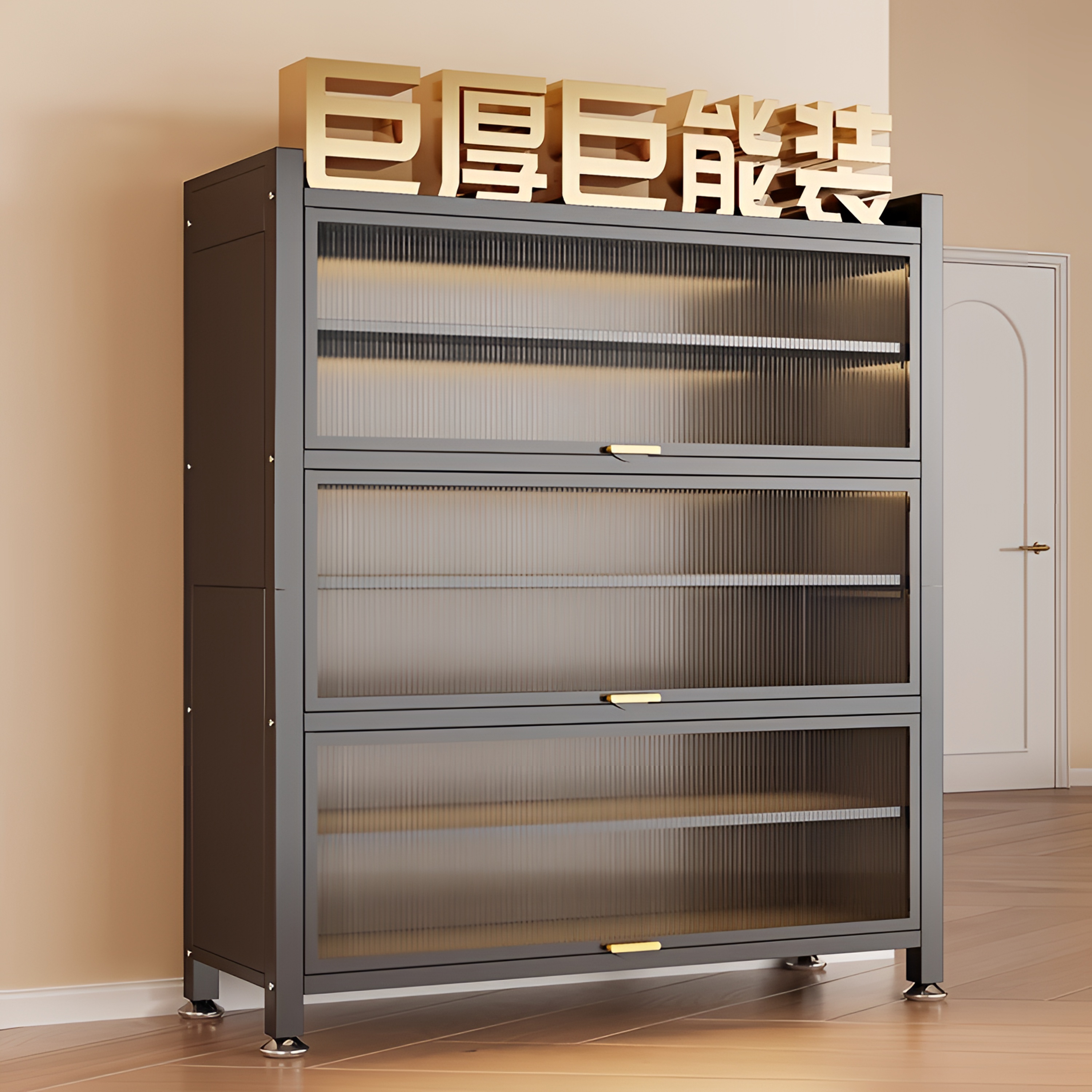 加厚鞋柜2025新款钢制家用门口室内入户大容量多层免打孔碳钢鞋架