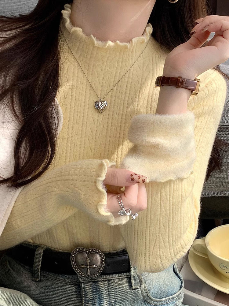 一体绒毛衣女爆款2025新款洋气秋冬内搭打底针织衫加绒高级感女装