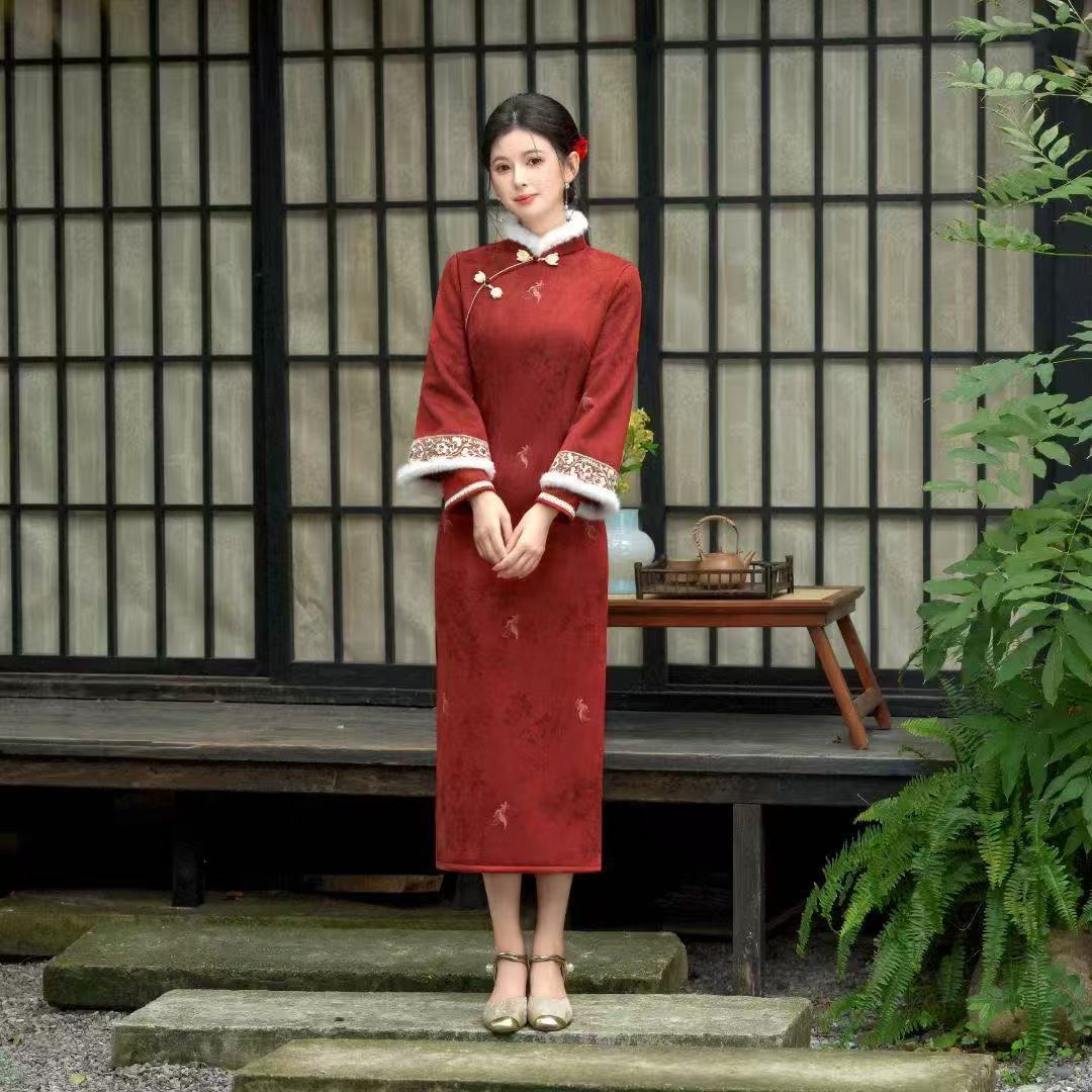 【梨云梦】上上签冬季新款新中式改良旗袍复古民国风加绒日常少女风
