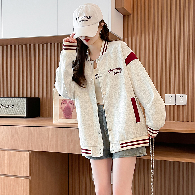 美式刺绣棒球服外套女春秋宽松夹克2025新款初高中学生学院风上衣