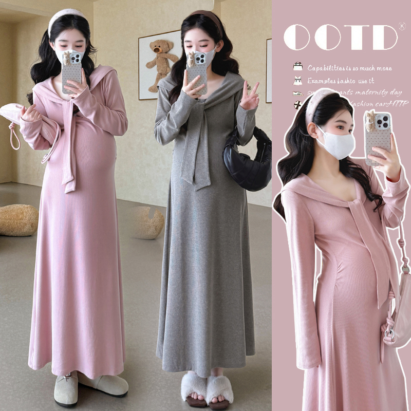 孕妇秋装连衣裙2025新款孕期高级感穿搭遮肉显瘦裙子早秋款长裙女