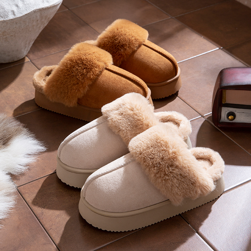 2025新款女雪地毛毛拖鞋棉拖鞋侧缝线工艺居家秋冬厚底懒人棉拖