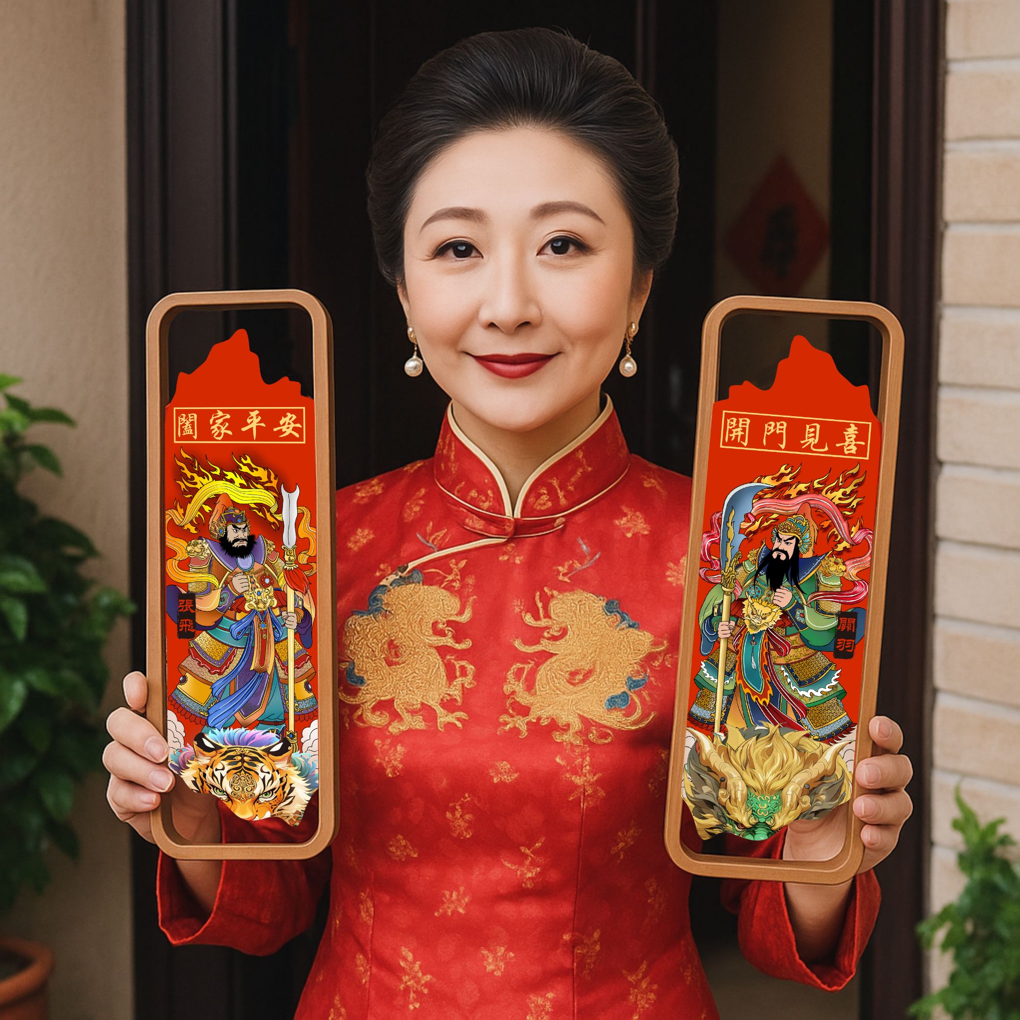 原创新款门神贴注塑边框磁吸门神贴秦叔宝尉迟恭神荼郁垒门神