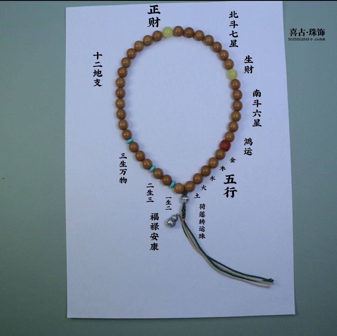 福禄安康生财手持流珠猴头手持手串道系流珠