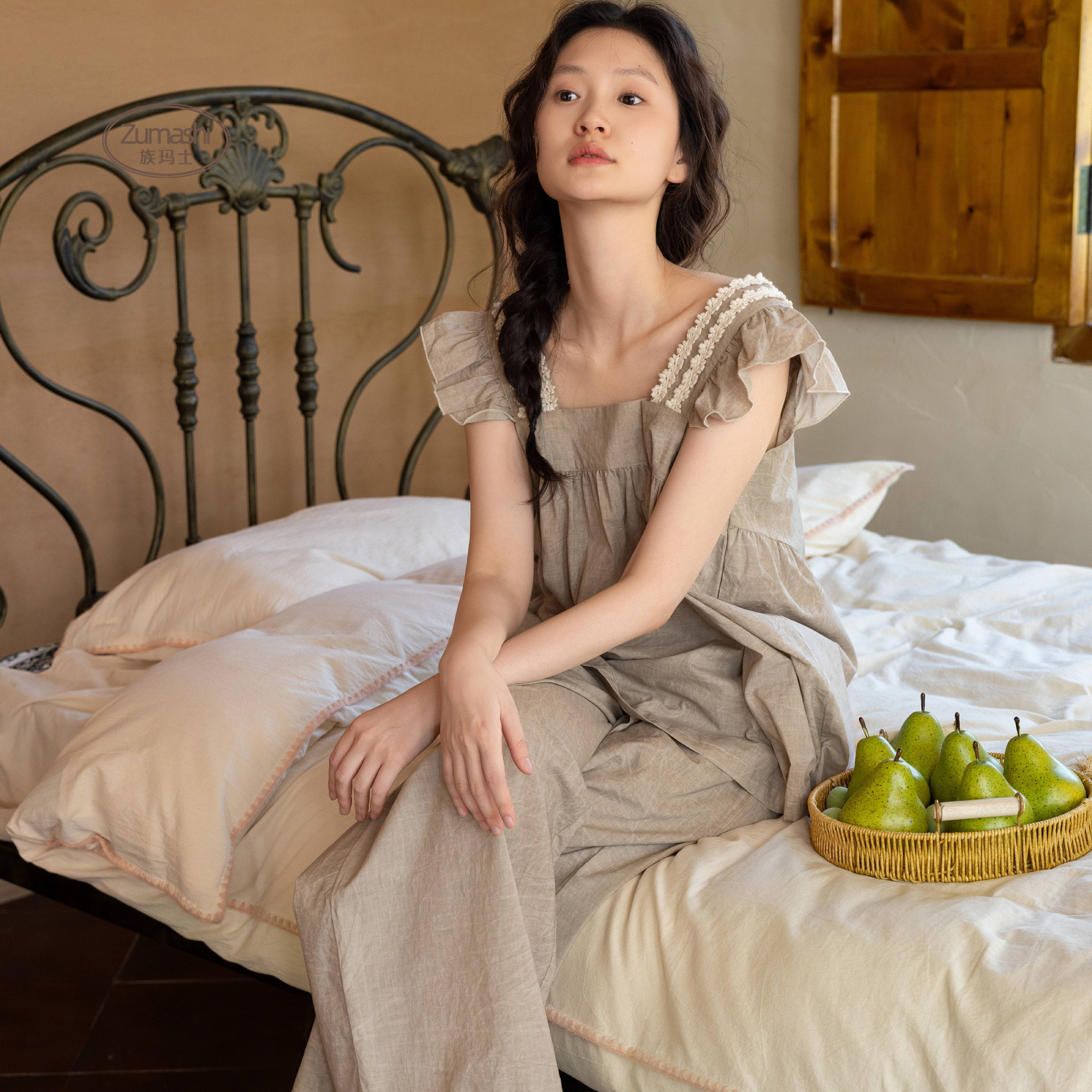 族玛士夏季睡衣女2025新款吊带长裤可外穿韩版宽松家居服套装夏天