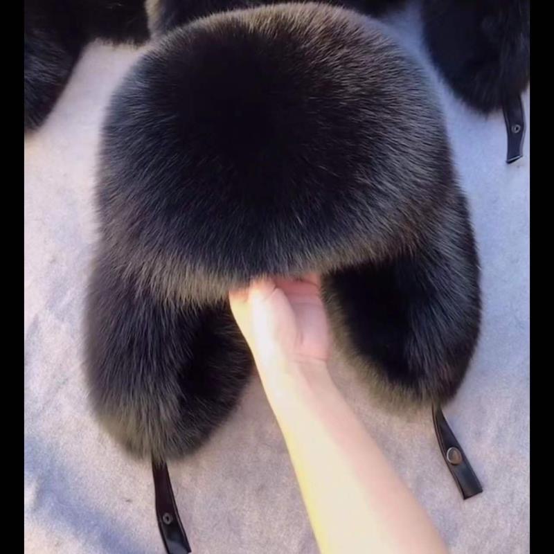 帽子男女冬加厚保暖护耳雷锋帽东北防寒环保毛全毛皮草霸王帽