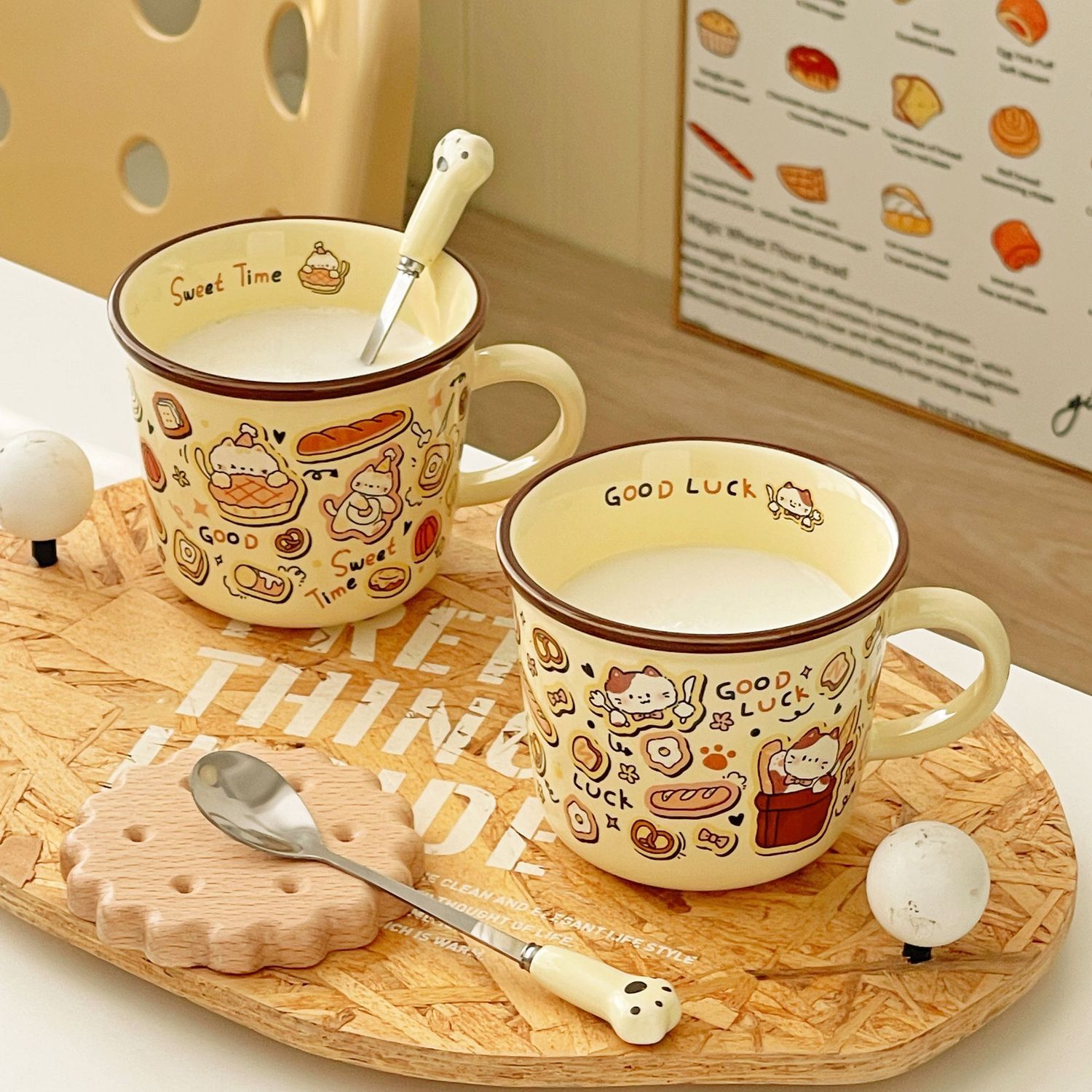 ins复古陶瓷马克杯高颜值情侣牛奶咖啡杯早餐杯生日礼物伴手礼LW