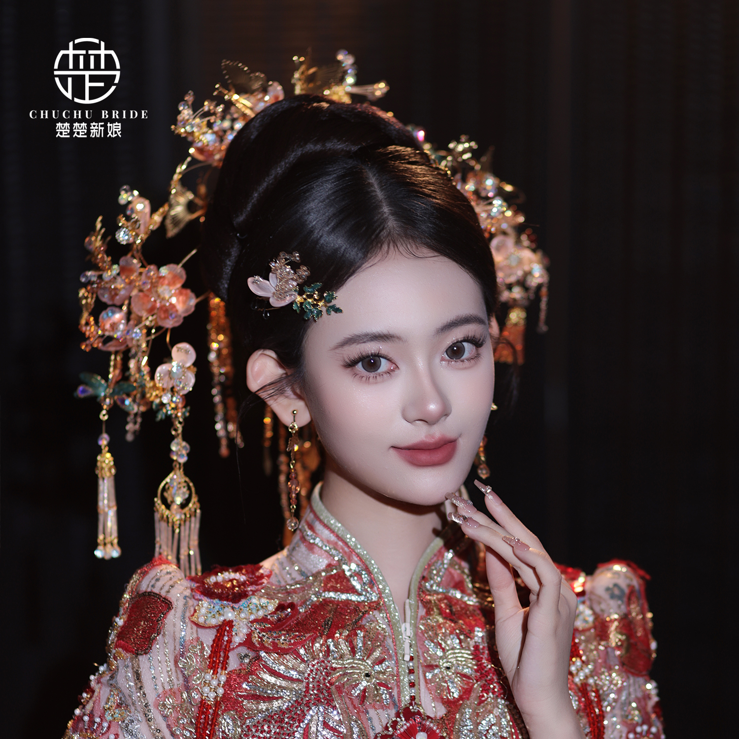 秀禾头饰2025新款金色中式步摇发簪古典秀禾服婚礼减龄龙凤褂发饰