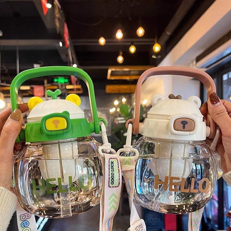 萌芽熊大肚儿童吸塑料水杯子高颜值大容量卡通可爱耐高温水壶上学