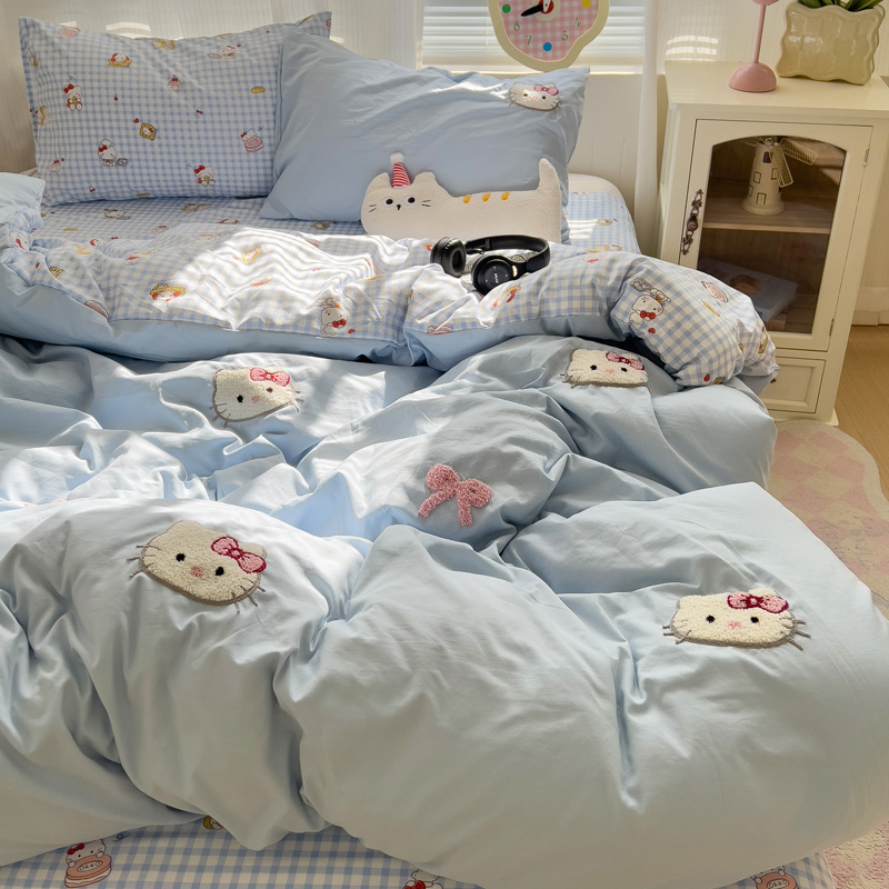 可爱超温柔小猫咪四件套少女心学生宿舍三件套女孩小清新