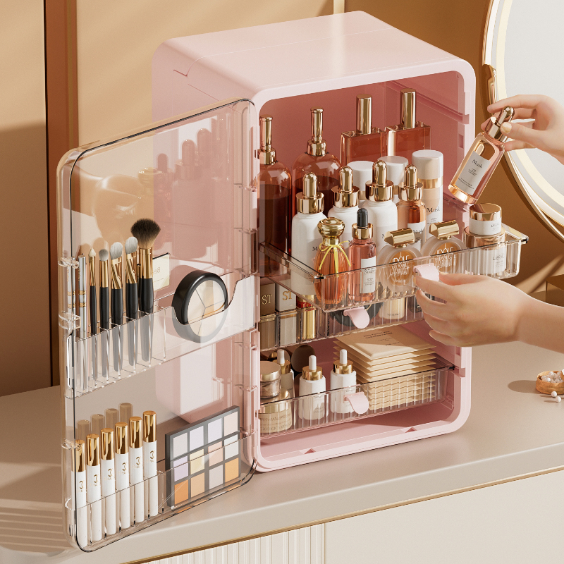 化妆品收纳盒学生宿舍桌面柜家用桌面收纳架护肤品大容量置物架