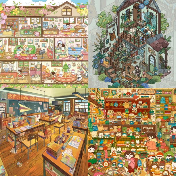 可可露丽2.0 3D立体造景贴纸特油工艺微缩场景解压拼贴画 无镊子！