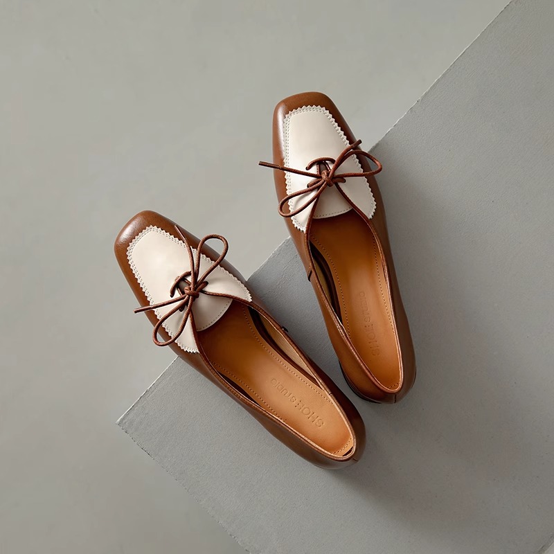 羊皮版真皮蝴蝶结玛丽珍乐福鞋春夏新款时尚单鞋女低跟通勤小香风
