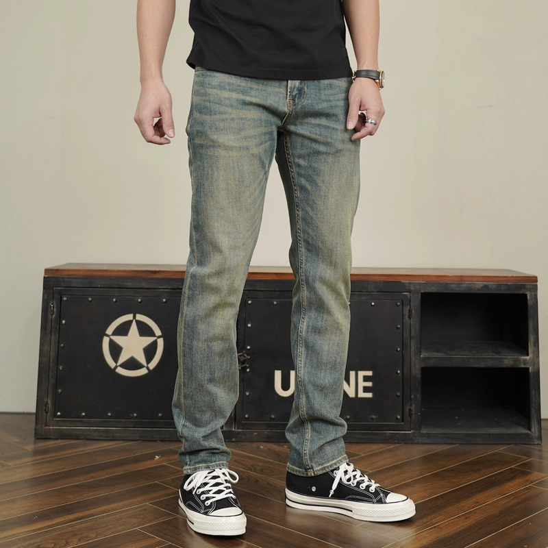 2025新款SEVENTH/第七【修身直筒】微弹13.5OZ男士牛仔裤做旧复古