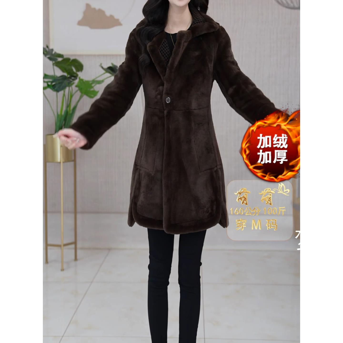 2025冬季新款双面穿格纹加绒加厚毛呢外套女时尚宽松气质显瘦大衣