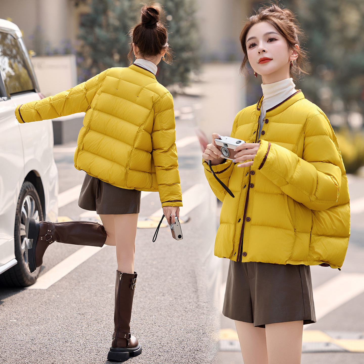 女士羽绒服女款爆款2025新款时尚洋气冬季外套短款轻薄小个子时髦