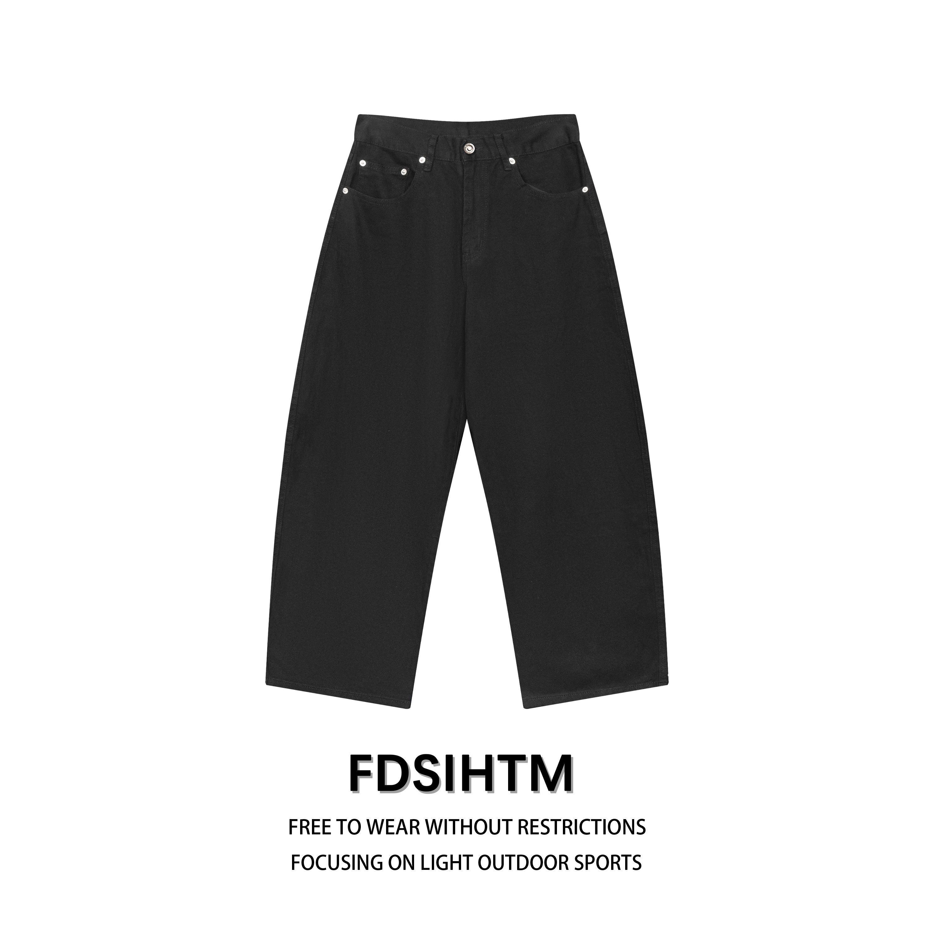 FDSIHTM立体剪裁重磅老钱风弯刀裤男美式高街长裤潮牌宽松休闲裤